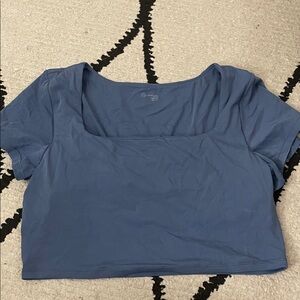 aerie Square Neck Crop Top in Dusty Blue